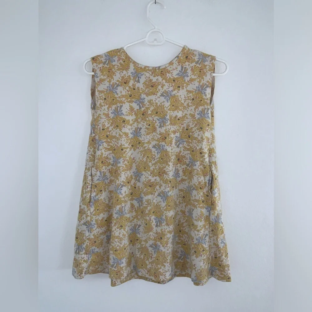 Uniqlo Kids Floral Bow Sleeveless Tunic Dress With Pockets